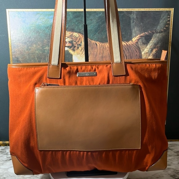 GUCCI Vintage Shoulder Tote Bag Canvas Leather Orange - Picture 1 of 16